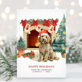 Waterverf Goldendoodle Kerstkaart