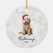 Waterverf Goldendoodle Kerstmis Keramisch Ornament (Voorkant)