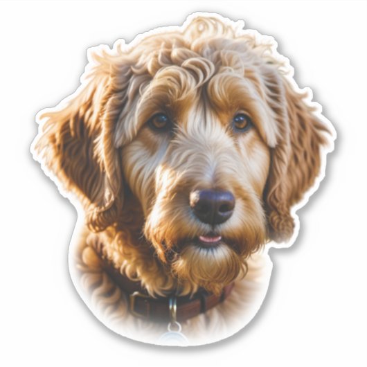 Waterverf Goldendoodle Sticker (Voorkant)