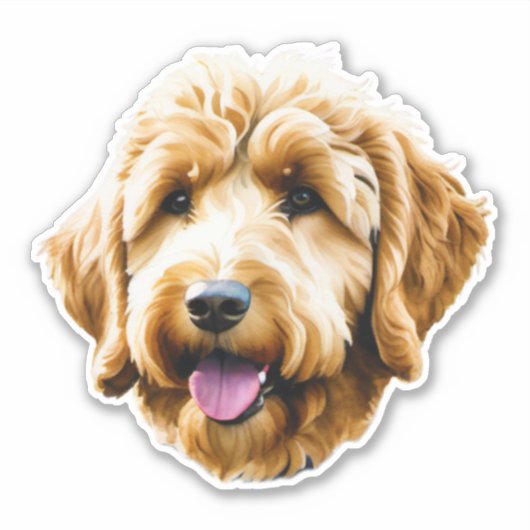 Waterverf Goldendoodle Sticker (Voorkant)