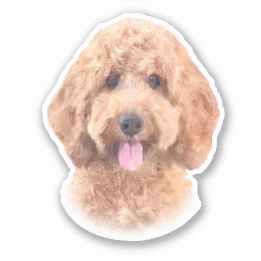 Waterverf Goldendoodle Sticker (Voorkant)