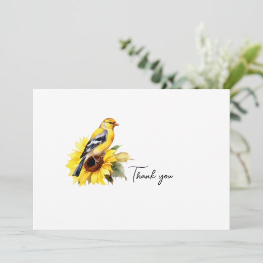 Waterverf Goldfinch begrafenis Dank u Bedankkaart (Staand voorkant)