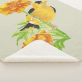 Waterverf Goldfinch Garden Bird Marigold Flower Sherpa Deken (3/4)