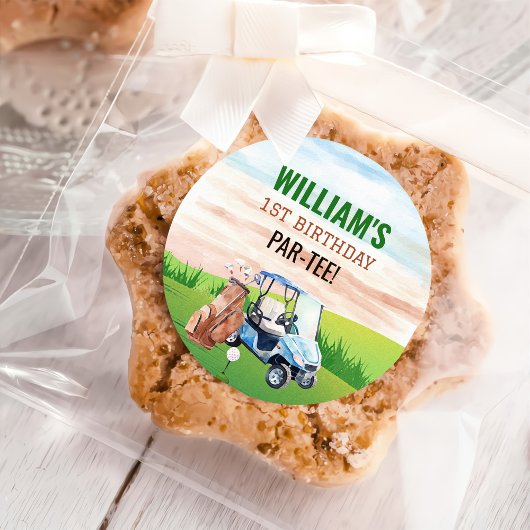 Waterverf Golf 1e verjaardag Ronde Sticker