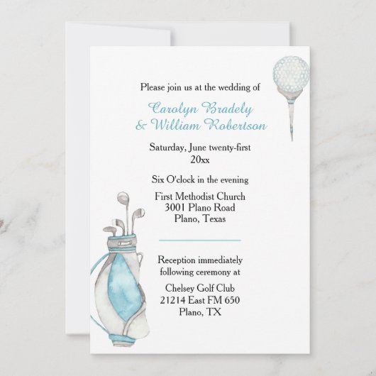 Waterverf Golf Bag Weddenschap Kaart (Voorkant)