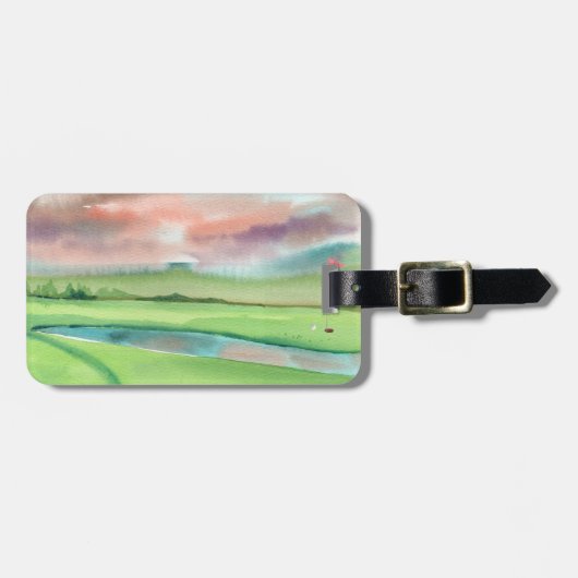 Waterverf Golf Bagagelabel (Voorkant horizontaal)
