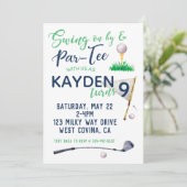 Waterverf Golf Birthday Uitnodiging (Staand voorkant)