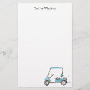 Waterverf Golf Cart - Aangepaste artikelen Briefpapier
