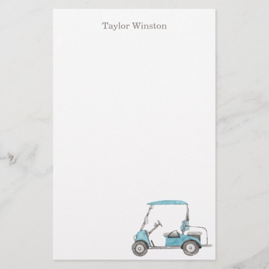 Waterverf Golf Cart - Aangepaste artikelen Briefpapier (Voorkant)