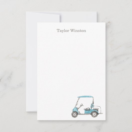 Waterverf Golf Cart Bedankkaart (Voorkant)