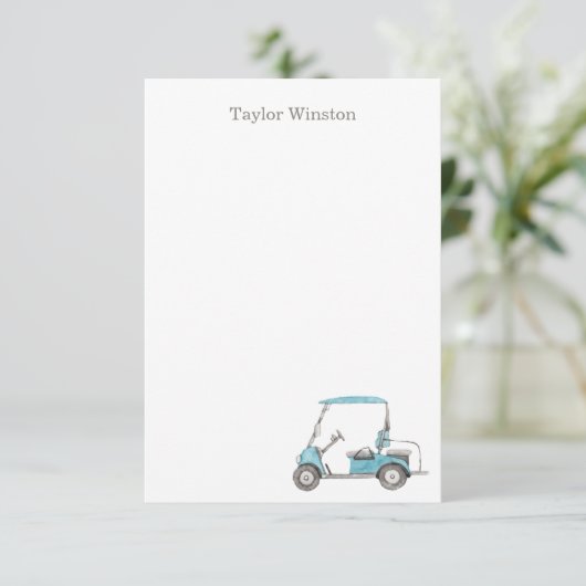 Waterverf Golf Cart Bedankkaart (Staand voorkant)