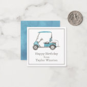 Waterverf Golf Cart Gift Enclosure Kaarten Notitiekaartje (Voorkant / Achterkant in situ)