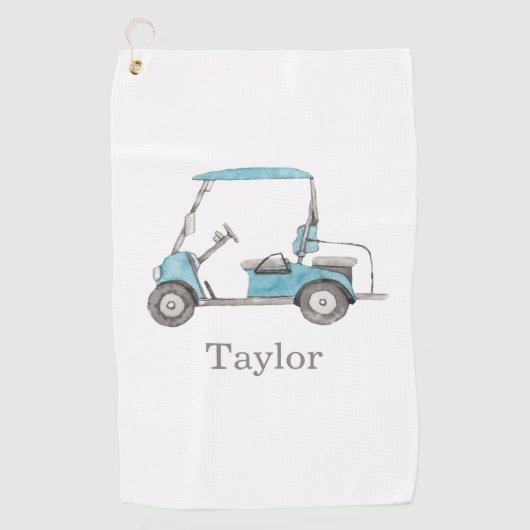 Waterverf Golf Cart Golf Towel Golfhanddoek (Voorkant)