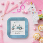 Waterverf Golf Cart Papieren Bordje (Feest)