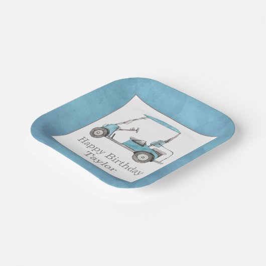 Waterverf Golf Cart Papieren Bordje (Gebogen)