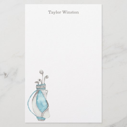 Waterverf Golf Club & Bag - Speciaal verhaal Briefpapier (Voorkant)