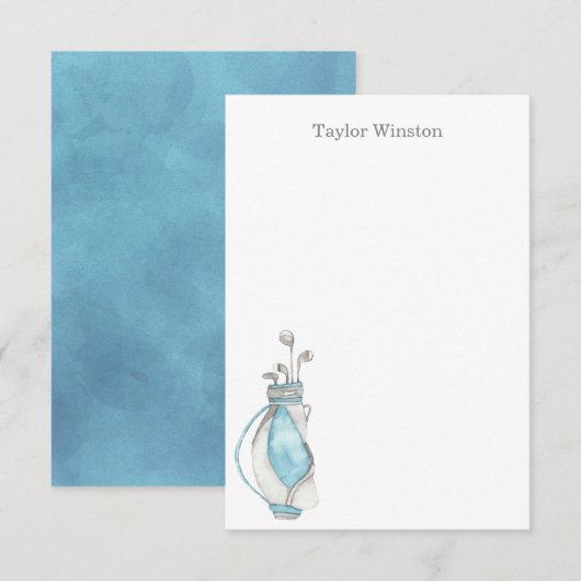 Waterverf Golf Clubs en Bag Bedankkaart (Voorkant / Achterkant)