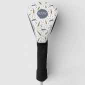 Waterverf Golf Patroon Monogram Golfheadcover (Voorkant)