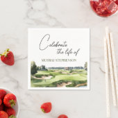 Waterverf golfbaan Golfer viering van het leven Servet (Insitu)