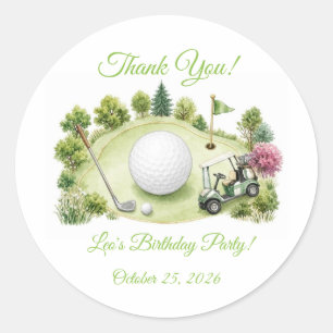 Waterverf Golfbaan Ronde Kinderverjaardagssticker Sticker