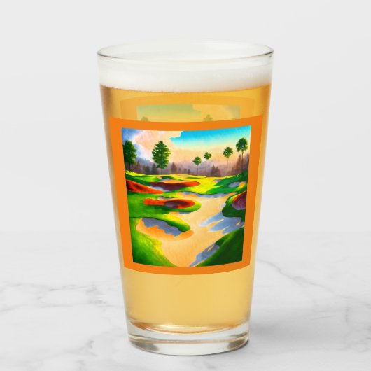 Waterverf golfbaan Utopia Glas (Achterkant gevuld)