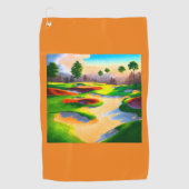 Waterverf golfbaan Utopia Golfhanddoek (Voorkant)