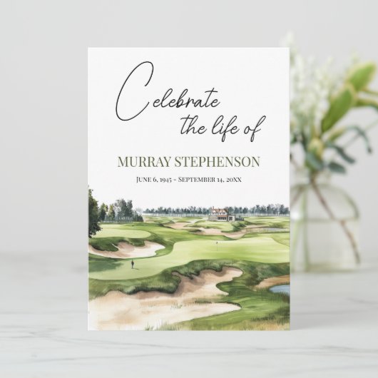 Waterverf golfbaan viering van het leven kaart (Staand voorkant)