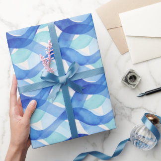 Waterverf Golfpatroon Oceaanstroom Cadeaupapier