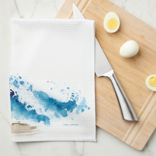 Waterverf golfstrand theedoek (Quarter Fold)