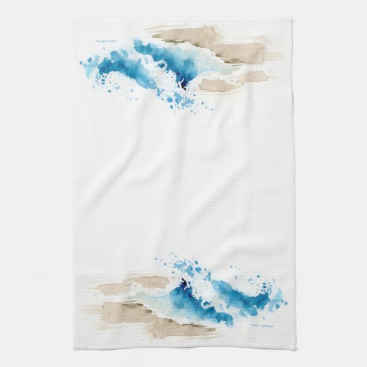 Waterverf golfstrand theedoek (Verticaal)
