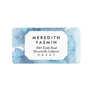 Waterverf golft oceaanblauw paars geschilderd etiket