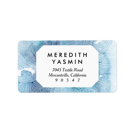 Waterverf golft oceaanblauw paars geschilderd etiket (Voorkant)