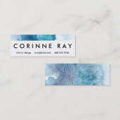 Waterverf golft oceaanblauw paars geschilderd mini visitekaartje (Voorkant / Achterkant)