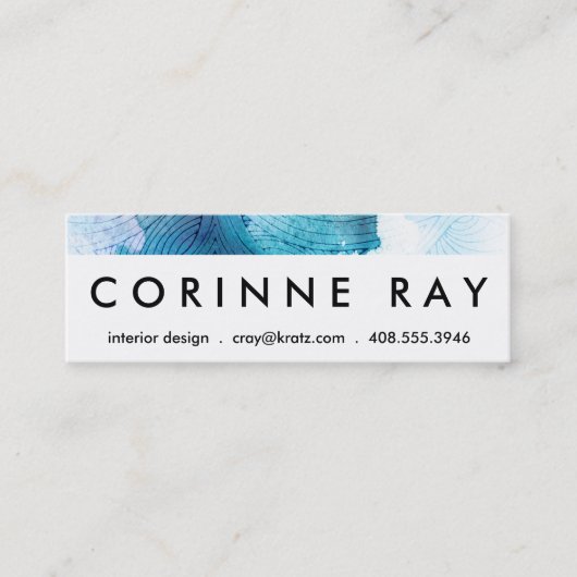 Waterverf golft oceaanblauw paars geschilderd mini visitekaartje (Voorkant)