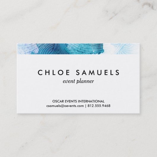 Waterverf golft oceaanblauw paars geschilderd visitekaartje (Voorkant)