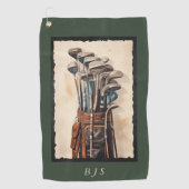 Waterverf Golftassen Monogram Custom Golfhanddoek (Voorkant)