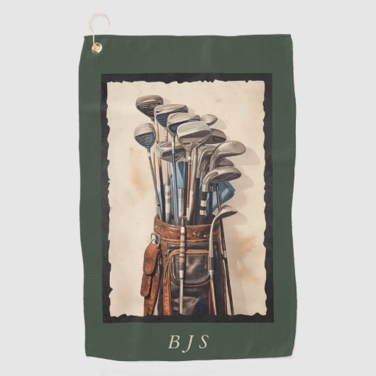 Waterverf Golftassen Monogram Custom Golfhanddoek (Voorkant)