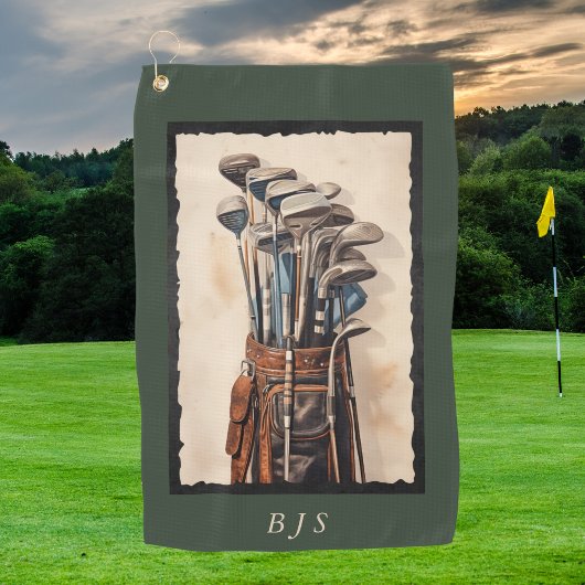 Waterverf Golftassen Monogram Custom Golfhanddoek