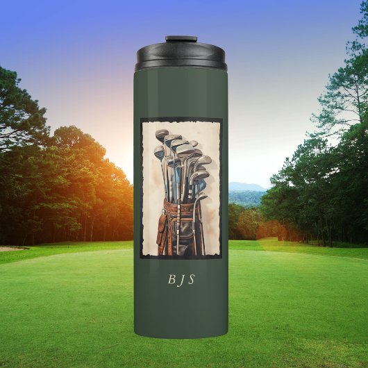 Waterverf Golftassen Monogram Custom Thermosbeker
