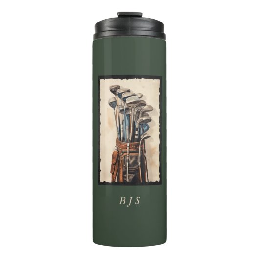 Waterverf Golftassen Monogram Custom Thermosbeker (Voorkant)