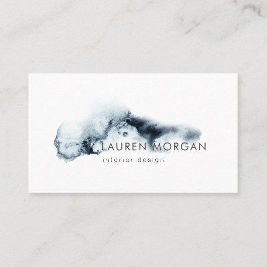 Waterverf golven blauw minimalistisch Visitekaartj Visitekaartje (Voorkant)