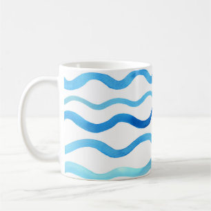 Waterverf golven: Blauw turquoise naadloos. Koffiemok