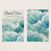 Waterverf golven blauwe oorbel display kaart (Voorkant /achterkant)