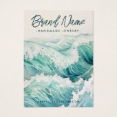 Waterverf golven blauwe oorbel display kaart (Voorkant)