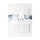 Waterverf golven bruiloft buik band uitnodigingen wikkel (Voorkant Voorbeeld)