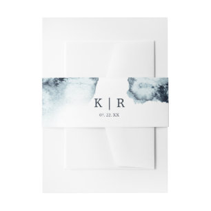 Waterverf golven bruiloft buik band uitnodigingen wikkel