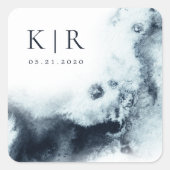 Waterverf golven elegante bruiloft Sticker (Voorkant)