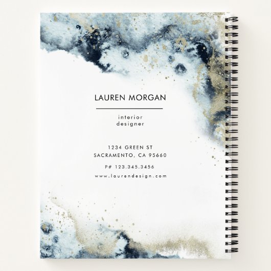 Waterverf golven en zand monogram notitieboek (Achterkant)