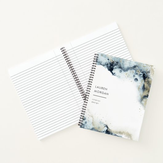 Waterverf golven en zand monogram notitieboek (Binnen)