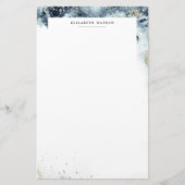Waterverf Golven en zand Monogram Stationery Briefpapier (Voorkant)